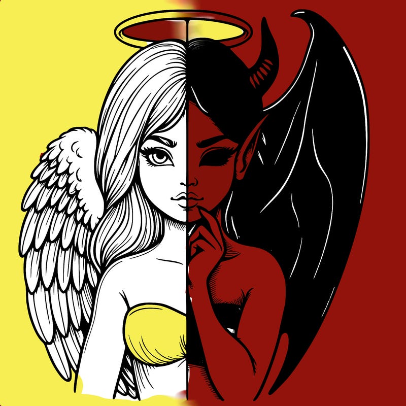 realistic angel half demon