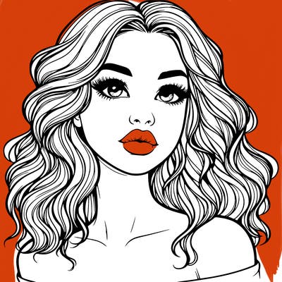 realistic girl with wavy hair and lips