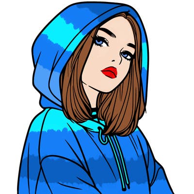 a realistic girl in a hoodie