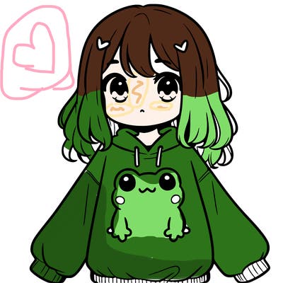girl wearing frogging sweatshirt