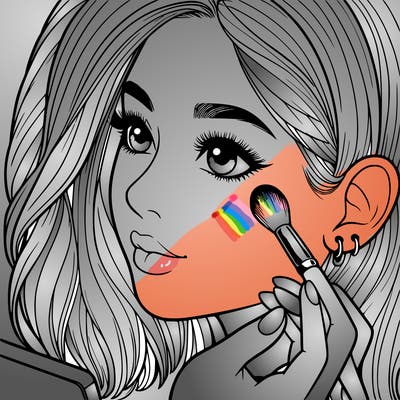 a realistic girl doing her makeup