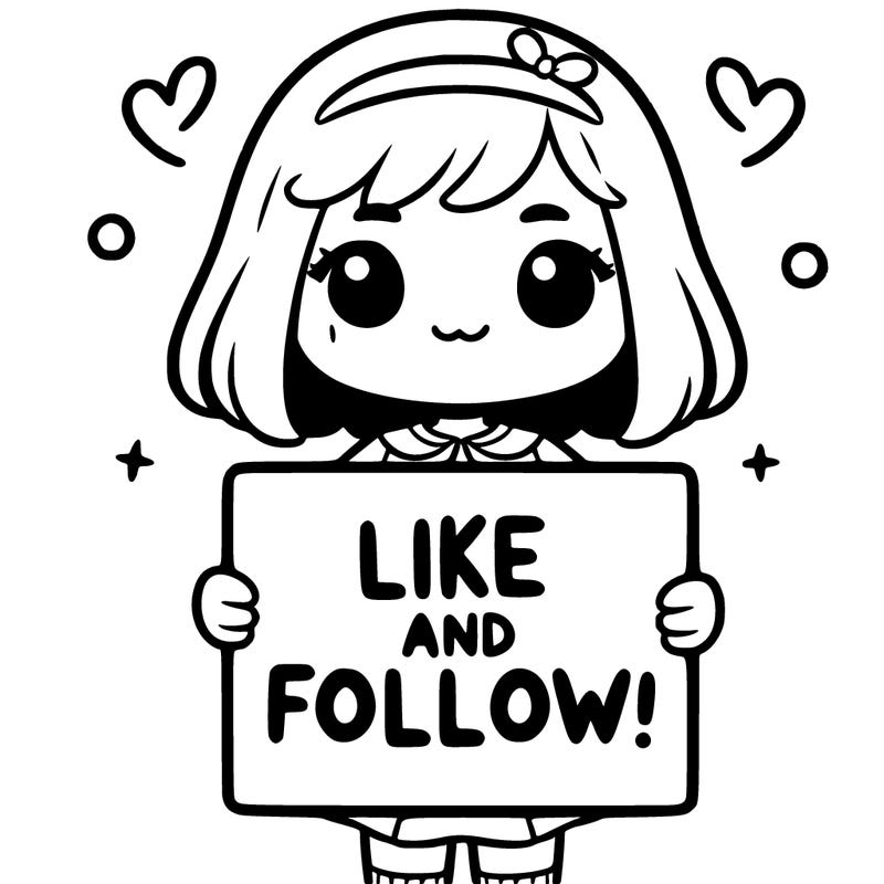 a girl holding a sign that says like and follow!