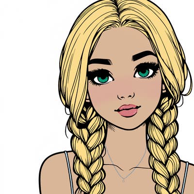 realistic girl with braids