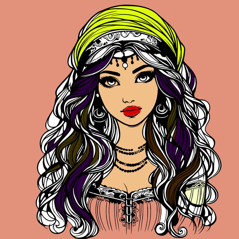 realistic beautiful mysterious gypsy girl
