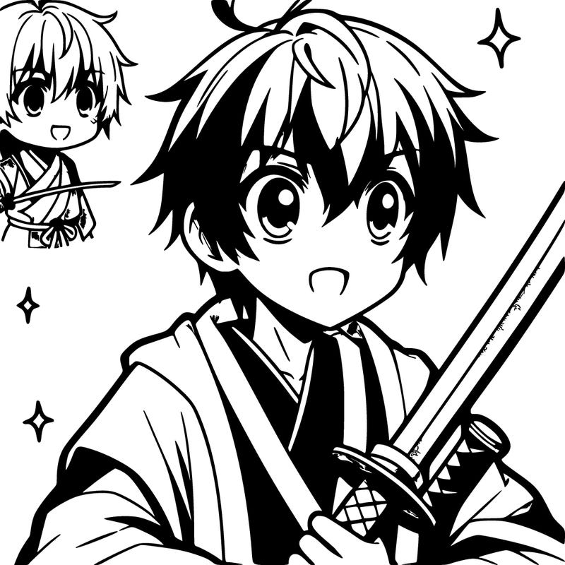 anime boy with sword
