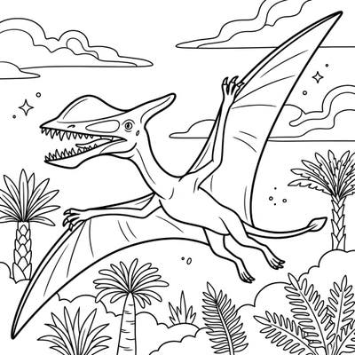 Unleash your creativity with this exciting Anhanguera pterosaur coloring page, capturing the awe-inspiring prehistoric creature in mid-flight. Dive into a world of ancient dinosaurs and vibrant imagination as you bring this majestic flyer to life with your favorite colors.