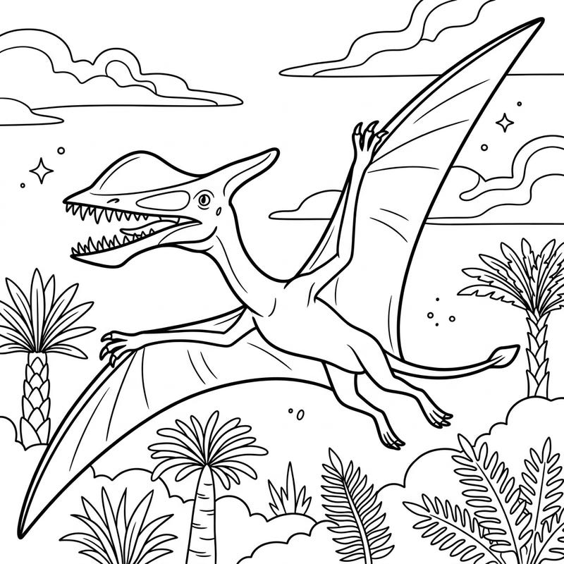 Unleash your creativity with this exciting Anhanguera pterosaur coloring page, capturing the awe-inspiring prehistoric creature in mid-flight. Dive into a world of ancient dinosaurs and vibrant imagination as you bring this majestic flyer to life with your favorite colors.