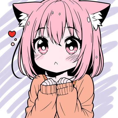 shy anime catgirl