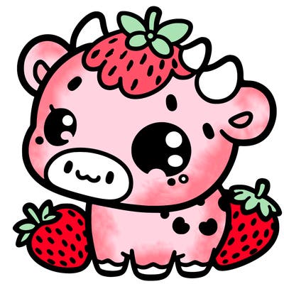strawberry milk cow cute