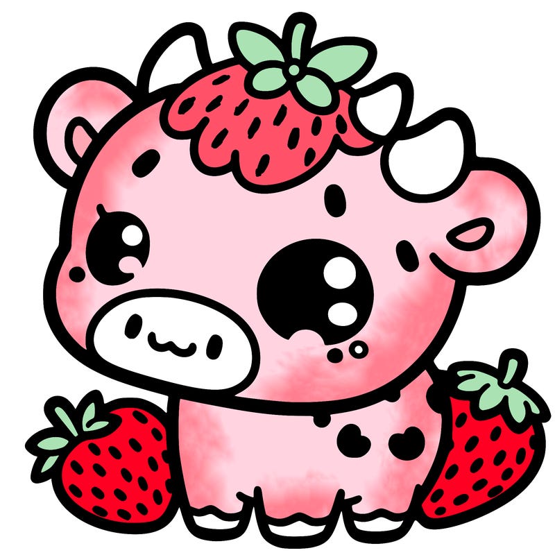 strawberry milk cow cute