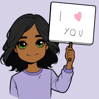 realistic girl holding up a sign