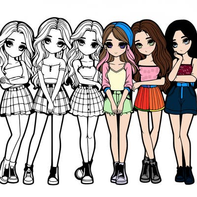 a group of girls realistic
