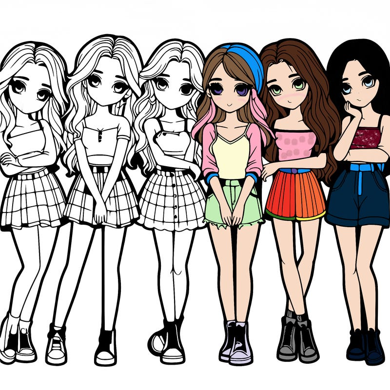 a group of girls realistic