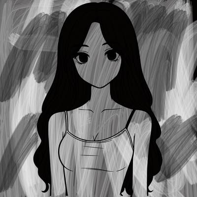 realistic girl, with long hair and a tank top