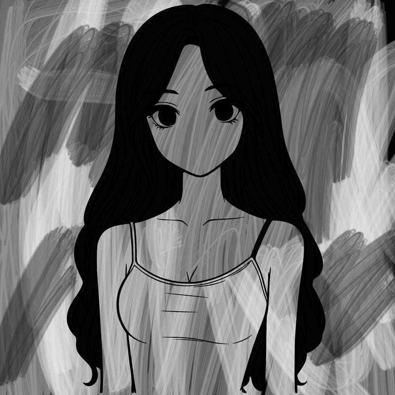 realistic girl, with long hair and a tank top