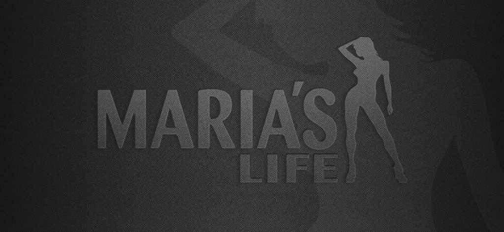 Sexy Maria - interactive movie - Logo Marias Life e silhueta feminina em um fundo texturizado escuro para o aplicativo de filme interativo Maria Sexy.
