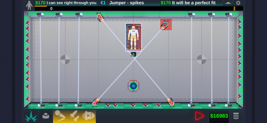 Happy Room - Gameplay screenshot of Happy Room showing a robot in a laboratory setup with laser traps and physics based equipment.