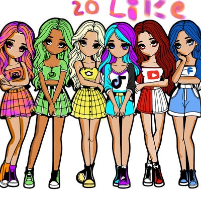 a group of girls realistic