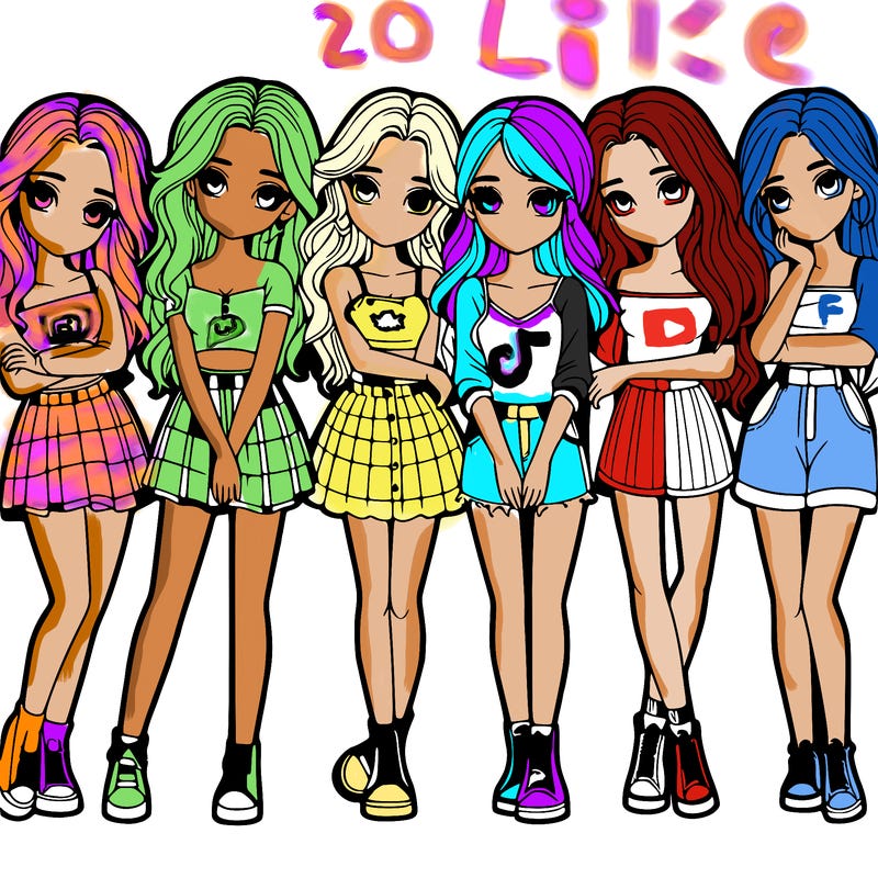 a group of girls realistic