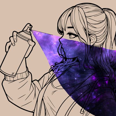 a realistic girl spray, painting