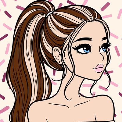 a beautiful and realistic girl with a high pony tail