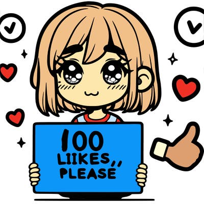 a girl with a sign saying 100 likes, please