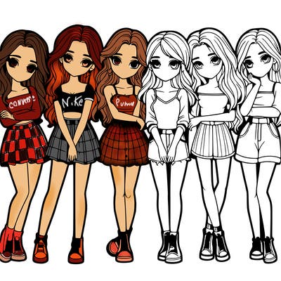 a group of girls realistic