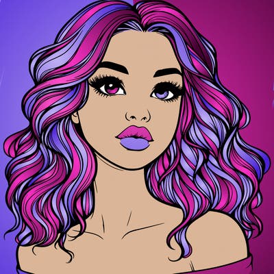 realistic girl with wavy hair and lips