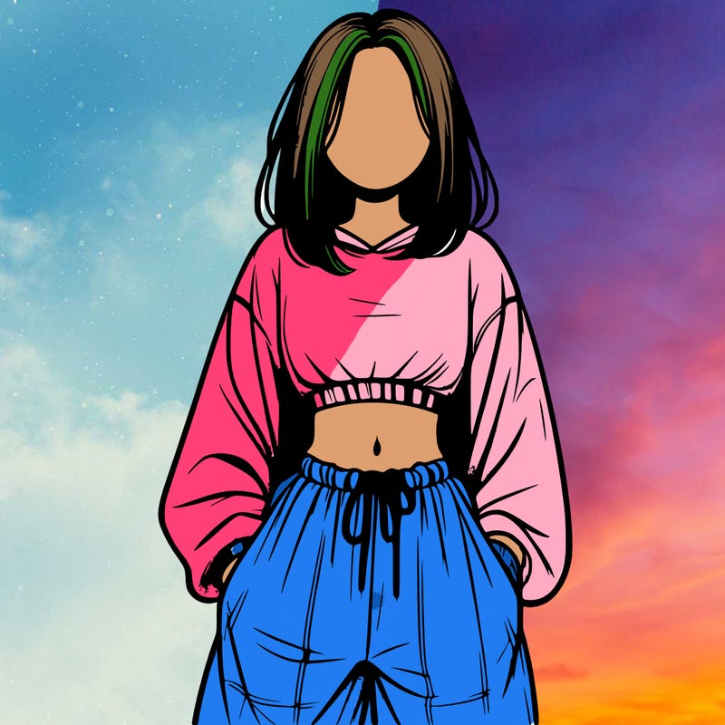 realistic girl faceless with baggy pants and a crop top