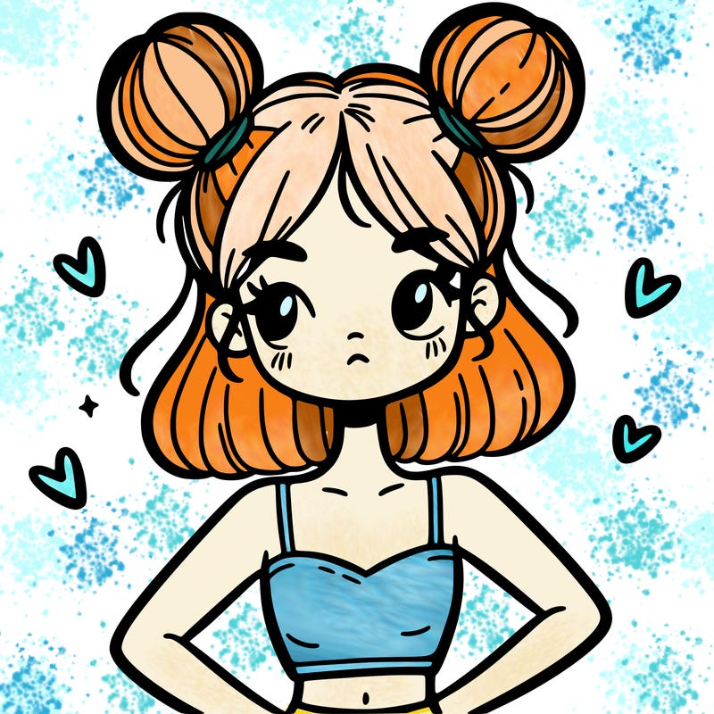 girl with two buns on her head in a small crop top