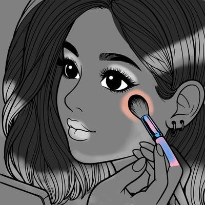 a realistic girl doing her makeup