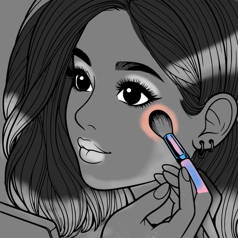 a realistic girl doing her makeup