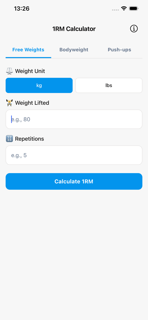 1RM Calculator: Epley Formula - Health & Fitness App | MWM