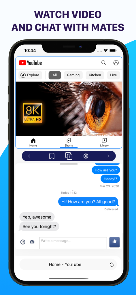 Split Screen View - Multitâche sur iPhone avec Vue fractionnée montrant vidéo et chat