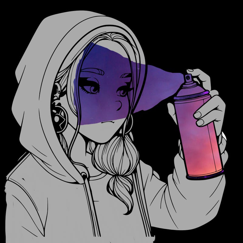 a realistic girl, spray painting