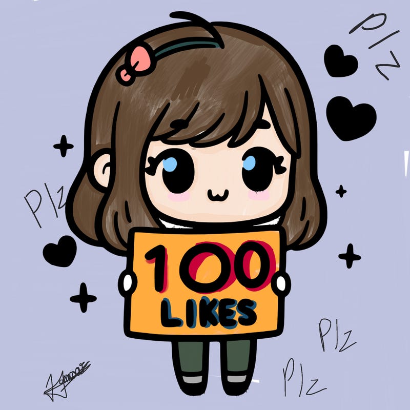 cute girl holding up a sign that says 100 likes
