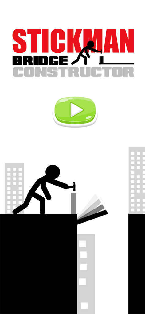 Stickman Bridge Constructor - Stickman Bridge Constructor title screen showing a stickman building a bridge between two platforms