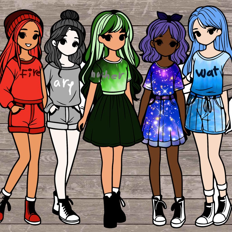 a group of five girls