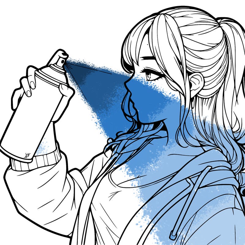 a realistic girl spray, painting