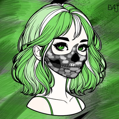 realistic girl with skull