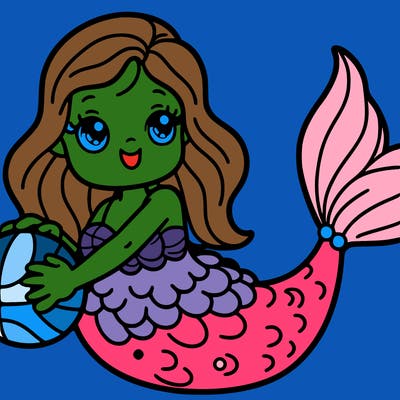 a mermaid playing basketball