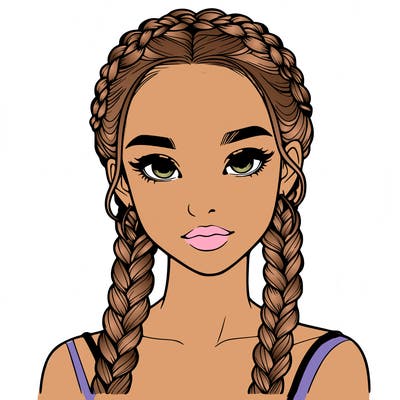 realistic girl with braids
