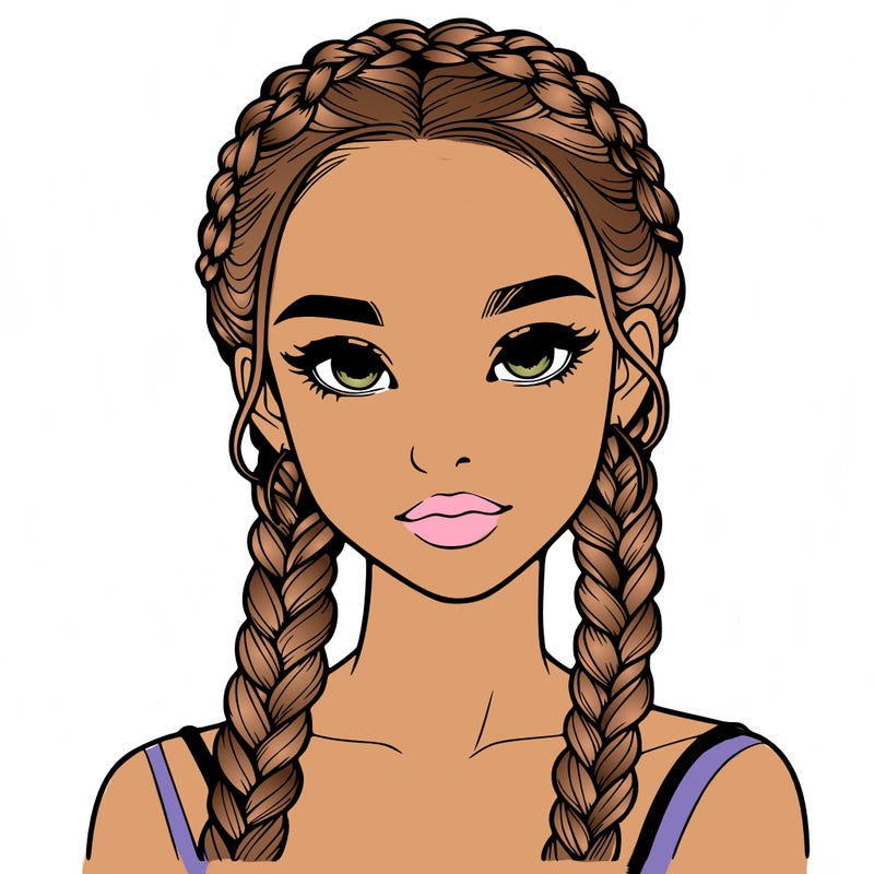 realistic girl with braids