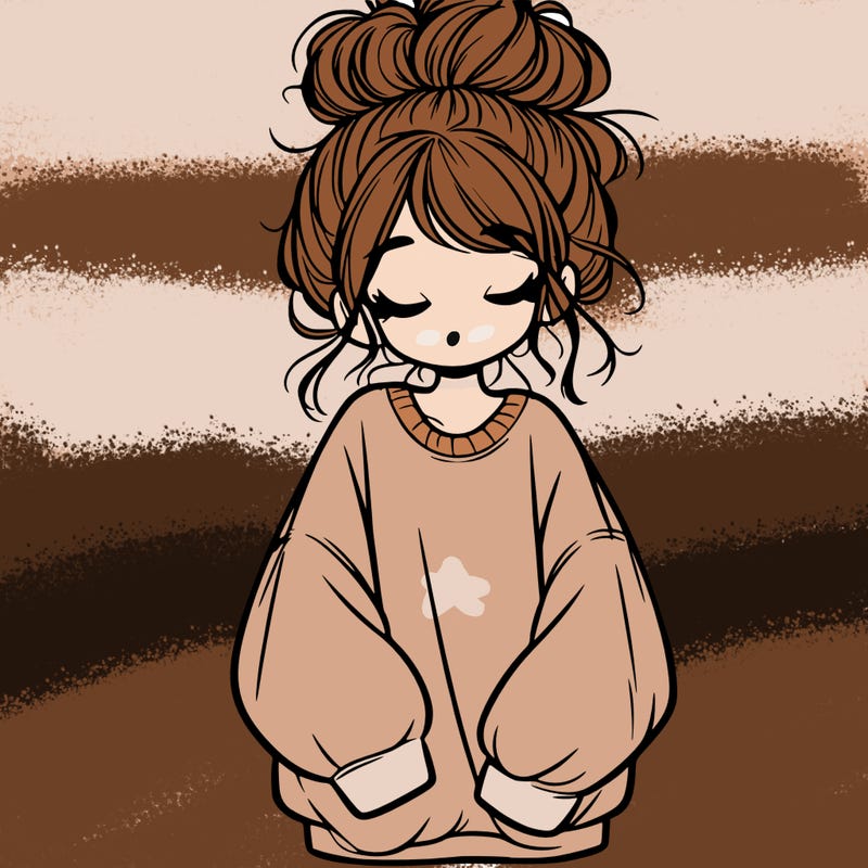 girl with baggy sweatshirt and messy bun