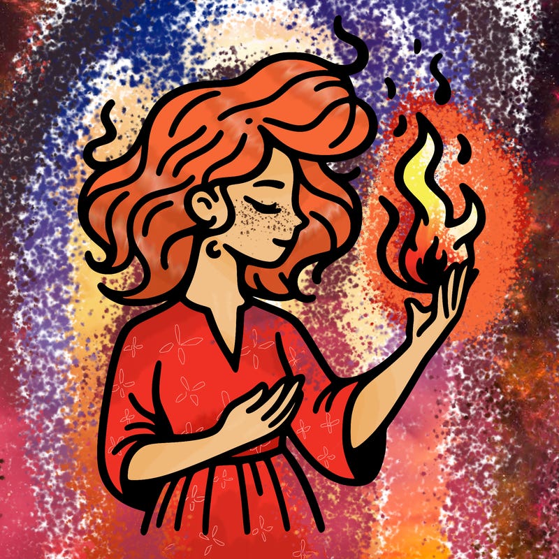 woman with fire