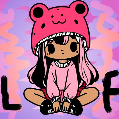 a girl wearing a frog hat and some frog socks