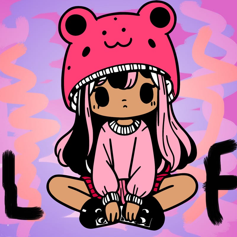 a girl wearing a frog hat and some frog socks