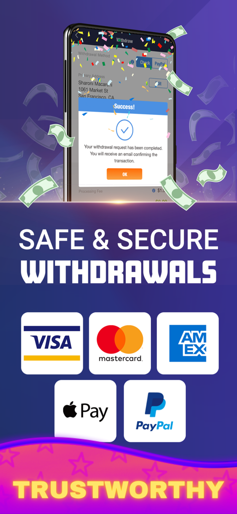 Real Money Slots Stake Casino - Opzioni di prelievo sicure per Real Money Slots, tra cui Visa, Mastercard, Apple Pay e PayPal