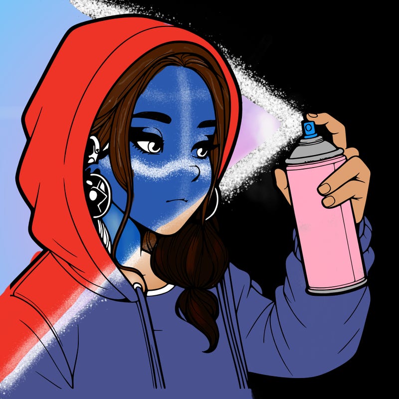 a realistic girl, spray painting