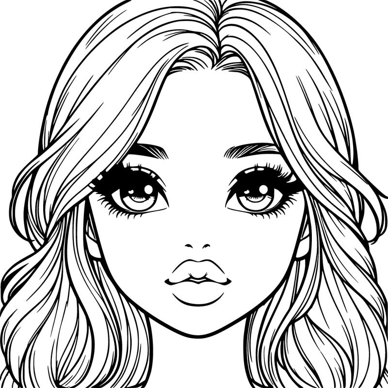 realistic girl with cute hair and lips